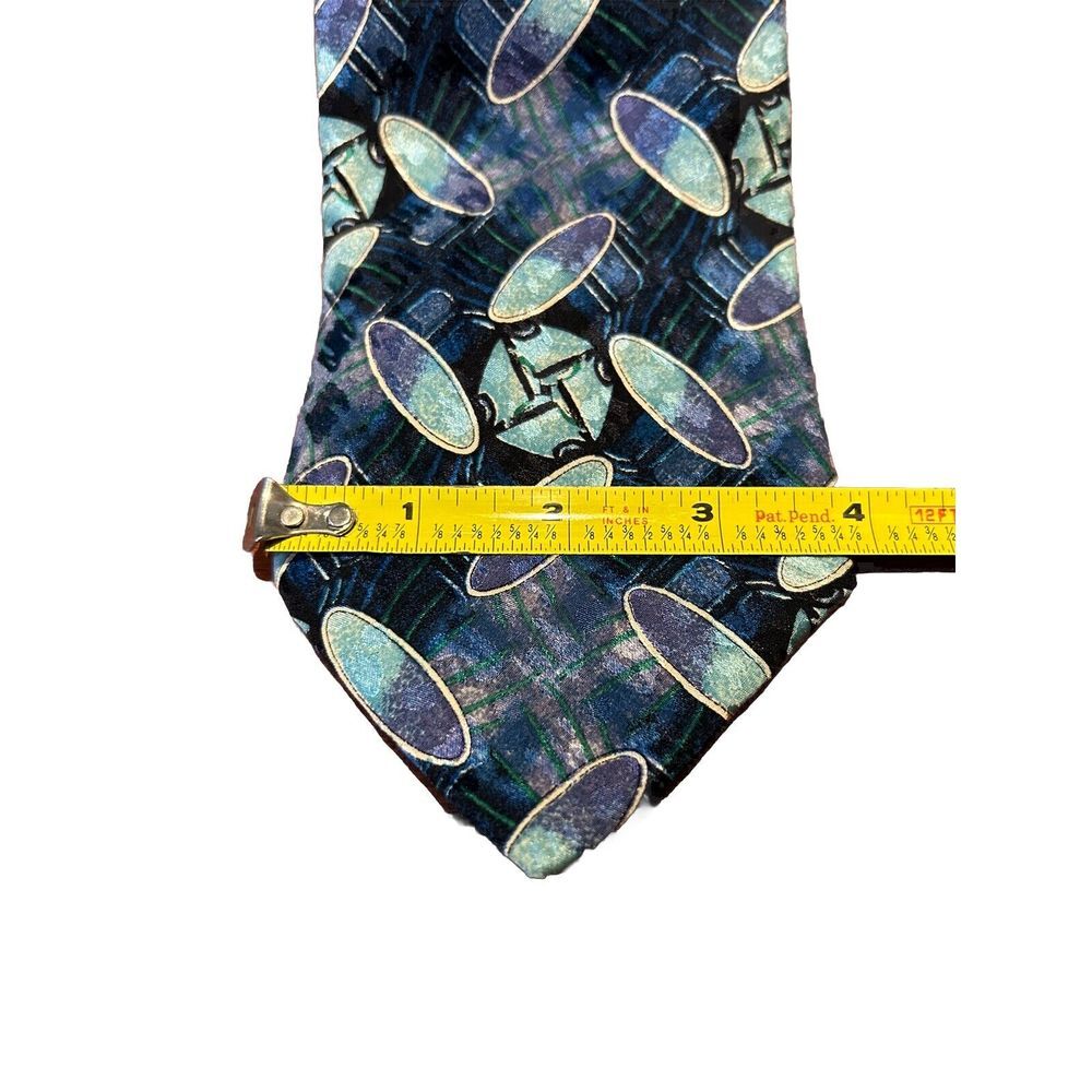 Brioni Necktie Vintage Mens Multicolor Silk Abstract Italy Gold‎ Chain - Picture 12 of 13
